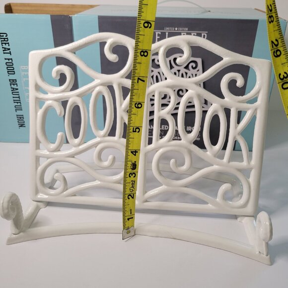 Belfer Enameled Cast Iron Cookbook Stand 11" Open Box White NWOT - Picture 9 of 9